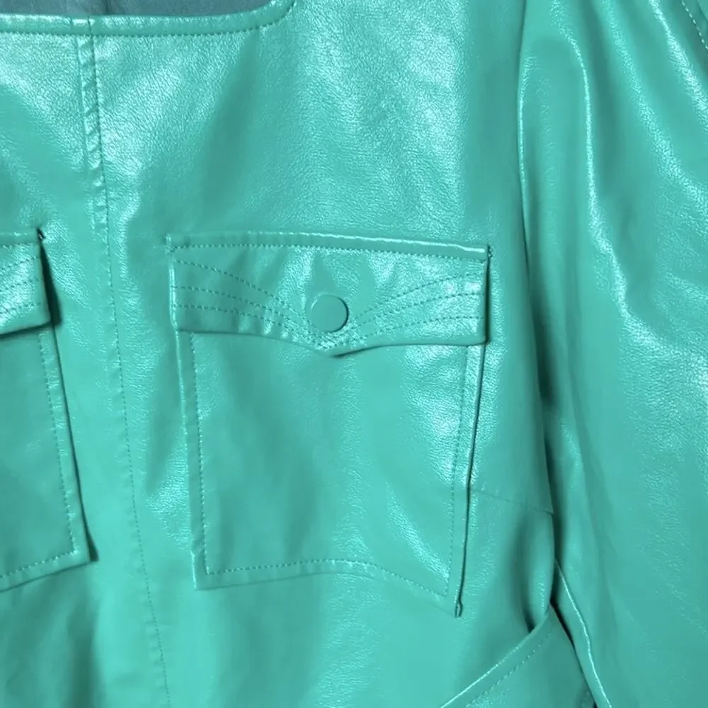 Hosbjerg Free People green Vegan Leather Mini belted Dress